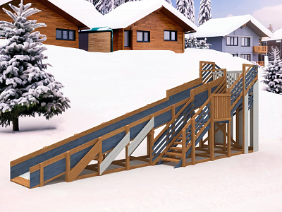 Зимняя горка "IgraGrad Snow Fox", скат 10 м мод.4