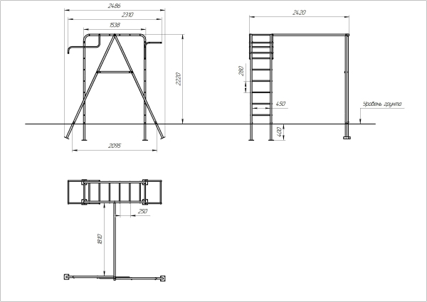 картинка Детский спортивный комплекс для дачи Пионер "Дачный мини" (Гнездо 80М) от магазина Лазалка