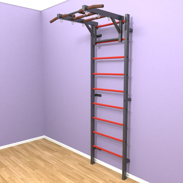 Шведская стенка «LittleSport» Л Графит красные ступени
