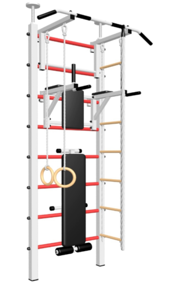 Шведская стенка Sv Sport враспор (Турник стандарт/Брусья/Скамья/Канат/Кольца/Лестница) (258-275 см) арт. 706