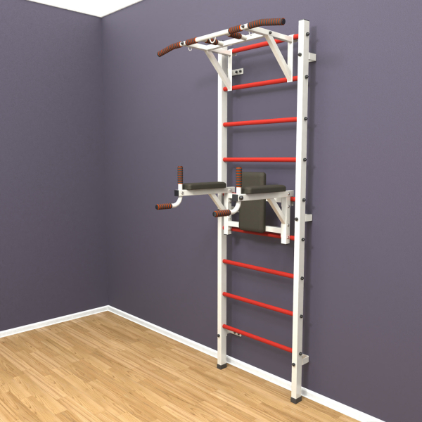 Шведская стенка «LittleSport» ПУ 2.0 Белый красные ступени