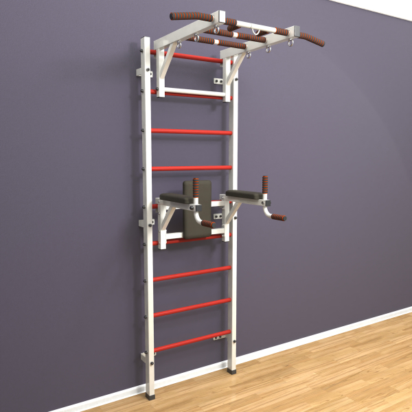 картинка Шведская стенка «LittleSport» Л 2.0 Белый красные ступени от магазина Лазалка