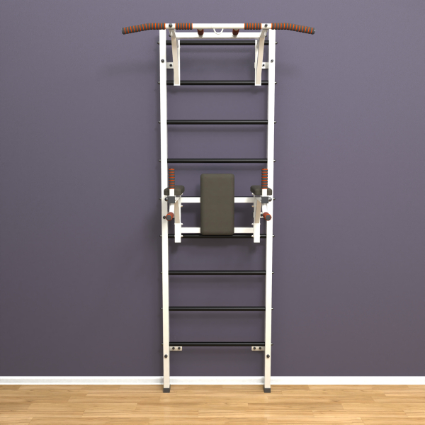 Шведская стенка «LittleSport» ПУ 2.0 Белый черные ступени