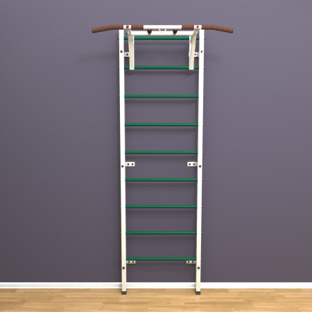 Шведская стенка «LittleSport» ПУ Белый зеленые ступени