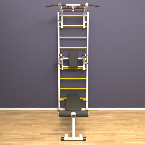 Шведская стенка «LittleSport» Л 3.0 Белый желтые ступени