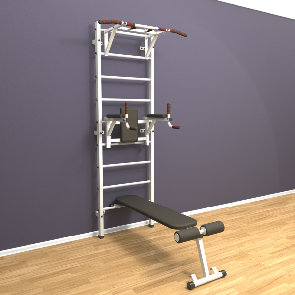 картинка Шведская стенка «LittleSport» ПУ 3.0 Белый белые ступени от магазина Лазалка