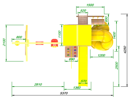 картинка Детская игровая площадка Пикник  "Элит" с винтовой трубой (желтый) от магазина Лазалка