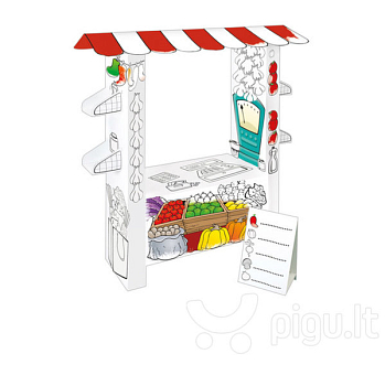 картинка Картонный домик-раскраска Mochtoys "Супермаркет" 11219 от магазина БэбиСпорт
