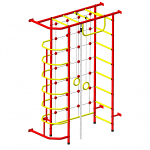Детский спортивный комплекс ДСК "Пионер-9" с сетью (пристеночный) красный-желтый