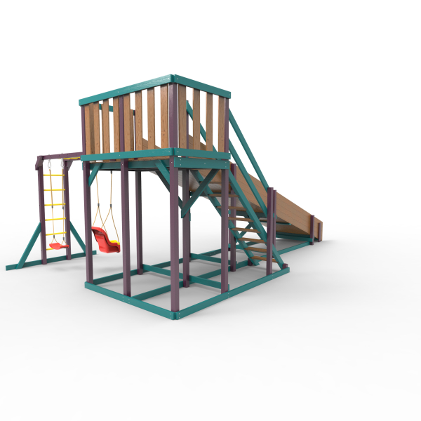 Детская площадка - деревянная горка Пикник "Зима №3" Лила с рукоходом