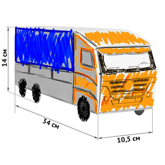 картинка Картонный домик-раскраска "Шустрый фургон" от магазина Лазалка