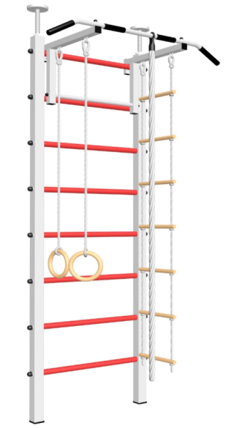 Шведская стенка Sv Sport враспор (Турник стандарт/Канат/Кольца/Лестница) (высота 275-295см) В702