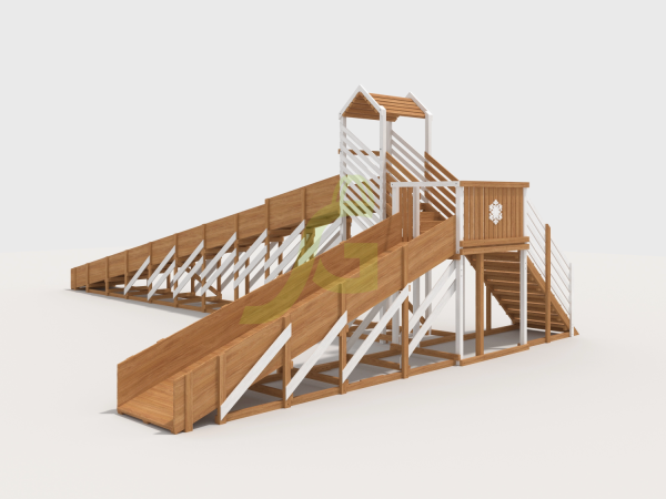 Зимняя деревянная горка "IgraGrad Snow Fox 12 м" с двумя скатами мод.724