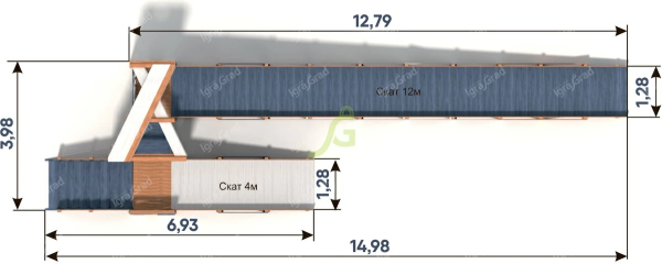 картинка Зимняя деревянная горка "IgraGrad Snow Fox 12 м" с двумя скатами мод.3 от магазина Лазалка