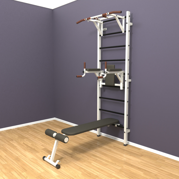 Шведская стенка «LittleSport» ПУ 3.0 Белый черные ступени