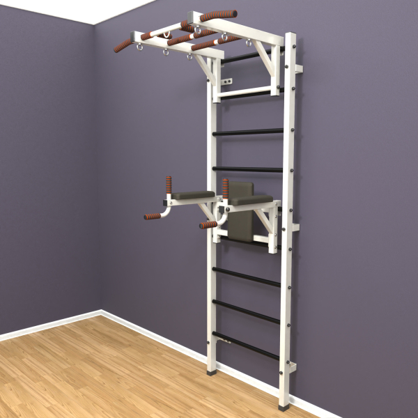 Шведская стенка «LittleSport» Л 2.0 Белый черные ступени