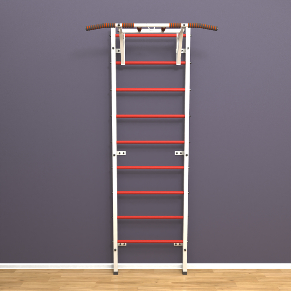 Шведская стенка «LittleSport» ПУ Белый красные ступени