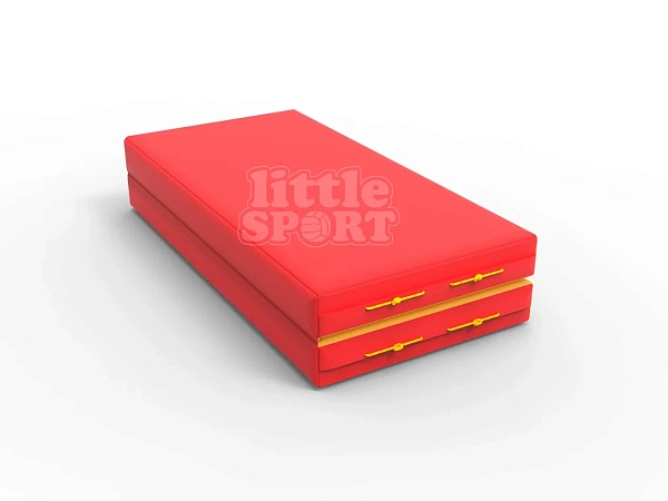 картинка Мат кожзам LittleSport (100х100х10см) складной в 2 сложения красный/желтый от магазина Лазалка