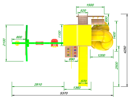 картинка Детская игровая площадка Пикник  "Элит" с винтовой трубой (зеленый) от магазина Лазалка