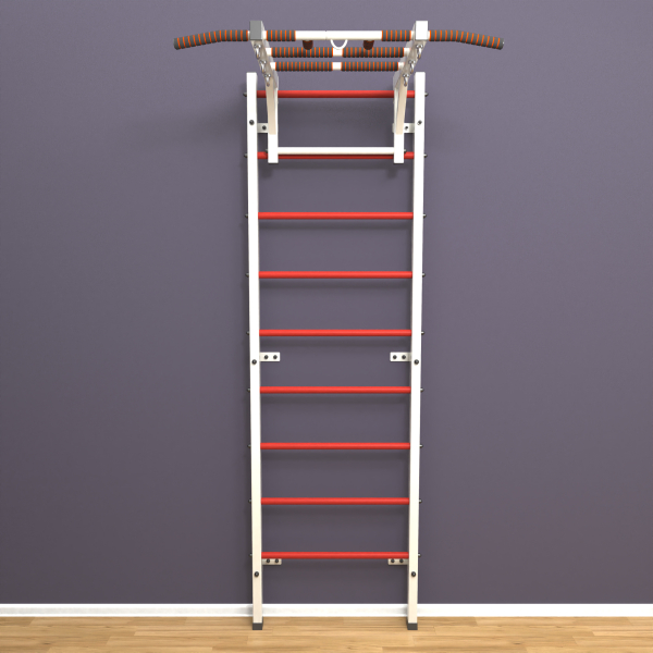 картинка Шведская стенка «LittleSport» Л Белый красные ступени от магазина Лазалка