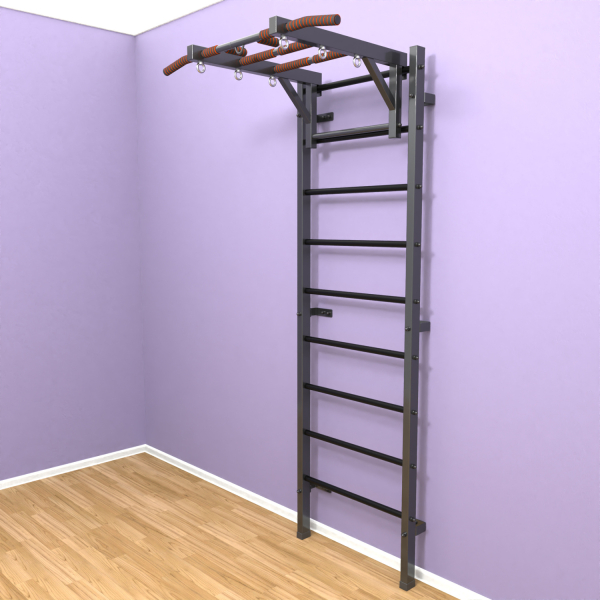 Шведская стенка «LittleSport» Л Графит черные ступени