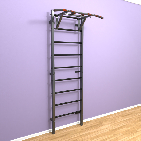 Шведская стенка "LittleSport" ПУ Графит черные ступени