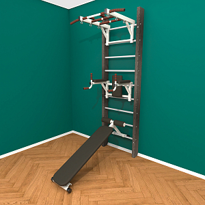 Брашированная шведская стенка "Кастерли" Black ТБС (Белые ступени)