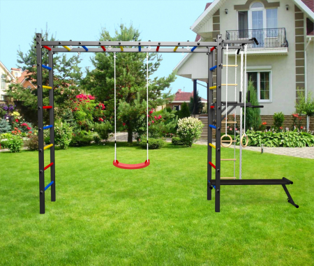 картинка Уличная шведская стенка Sv Sport рукоход У518 (Турник/Брусья/Скамья/"Лодочка"/Канат/кольца/лестница) от магазина Лазалка