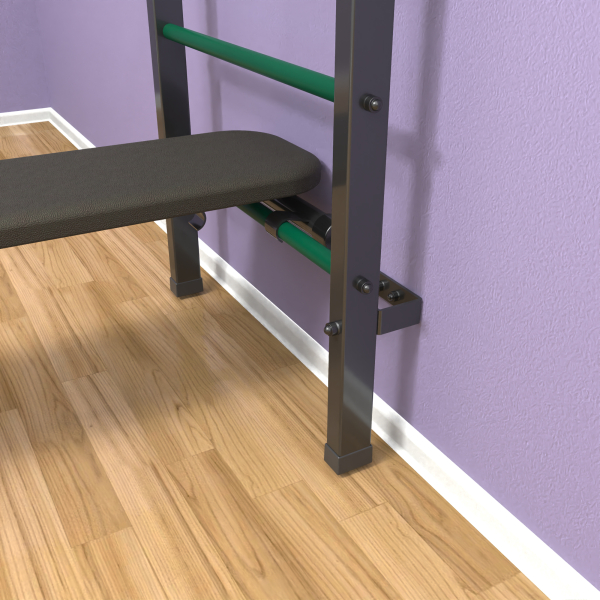 картинка Шведская стенка «LittleSport» ПУ 3.0 Графит зеленые ступени от магазина Лазалка