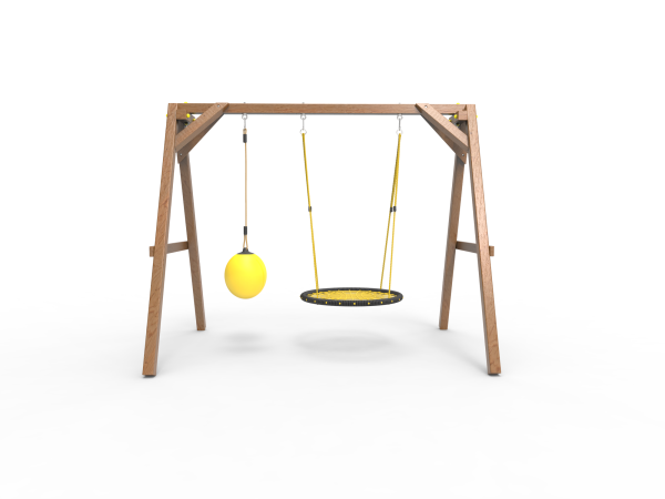 Деревянные качели Пикник 2 "Оптимус" (качели гнездо 1м + качели шар)
