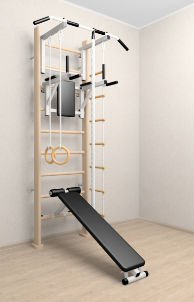 Деревянная шведская стенка Sv Sport 906с (Турник стандарт/Брусья/Скамья/Канат/Кольца/Лестница)