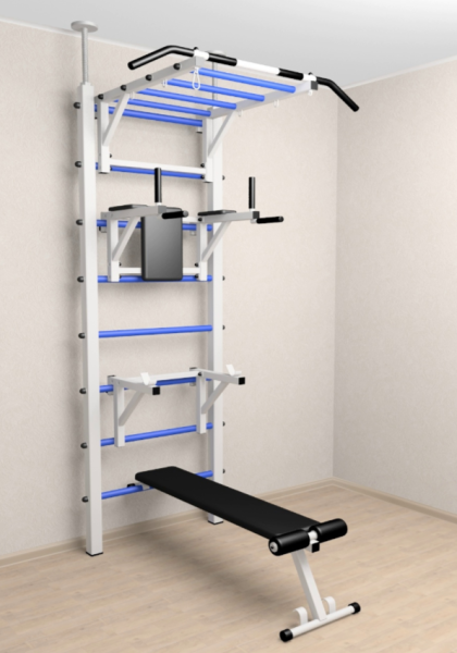 Шведская стенка Sv Sport враспор (Турник рукоход/Брусья/Стойка/Скамья) (275-295 см) В726