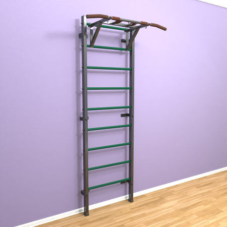 Шведская стенка "LittleSport" ПУ Графит зеленые ступени