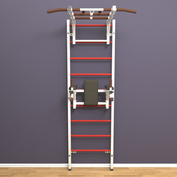 картинка Шведская стенка «LittleSport» Л 2.0 Белый красные ступени от магазина Лазалка