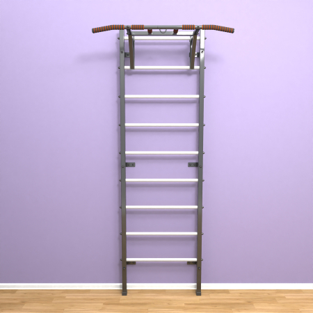 Шведская стенка «LittleSport» ПУ Графит белые ступени