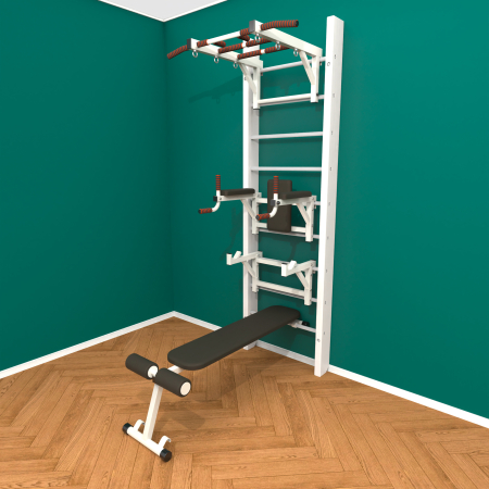 картинка Брашированная шведская стенка "Кастерли" Белый ТБCШ (Белые ступени) от магазина Лазалка