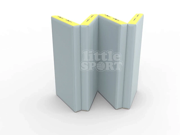 картинка Мат кожзам LittleSport (100х200х10см) складной в 4 сложения серый/желтый от магазина Лазалка