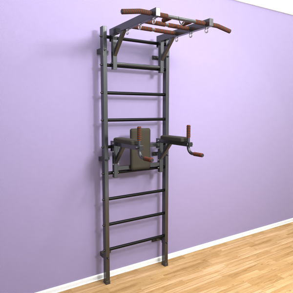 картинка Шведская стенка «LittleSport» Л 2.0 Графит черные ступени от магазина Лазалка